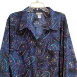 Catherines Shirt Womens Plus 3X Blue Pink Button Up Paisley Work Career Office Photo 1