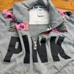 PINK - Victoria's Secret  Gray Floral Quarter Zip Sweatshirt Women's Size Small Photo 3
