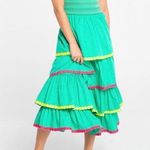 Alden Adair. Frida Ruffle Smocked Midi Dress. Green Size M Photo 0