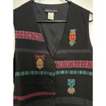 Y2K Eagle's Eye Vest Embroidery Lace black Red tartan Large Photo 2