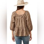 Hayden Women’s Brushed Floral Detailed Puff Sleeve Square Neck Top L Photo 4