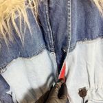 Free People  Days to Come Denim Parka Coat Faux Fur Collar  Size M New Photo 5