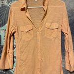 James Perse Orange Fitted Button Down Polo Top  Photo 2