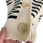 ZARA  Black Ecru Striped Oversized Wool V-neck Cardigan Chunky Buttons Sz Medium Photo 5