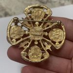 Beautiful Vintage Signed P.E.P. Brooch Pin Gold Tone / Faux Pearl Photo 4