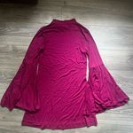 Free People NEW Purple Mock Turtleneck Long Bell Sleeve Mini Dress Fall Size M Photo 1