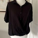 BCBGeneration Black Short Sleeve Button Down Flowy Shirt Photo 0