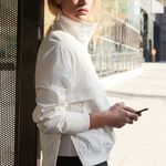 Banana Republic BR Standard Women’s size MP Medium Petite Popover Rain Jacket off white ivory Photo 0