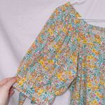 LC Lauren Conrad Lauren Conrad LC Floral Print Puff Sleeve Square Neck Button Front Blouse Top SM Photo 1