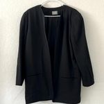 Vintage blazer size 12 black blazer shoulder pads pockets open front lined fall Photo 0
