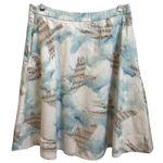 Maeve Anthropologie Skirt Women Size 8 Blue Birds Music Note Cloud Art Sparrow Photo 1