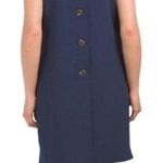 Sail To Sable  Navy Cowl Neck Button Back Dress Photo 1