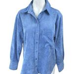 ZARA Women's Blue Corduroy Long Sleeve Collared Button Down Shirt Top Size M Photo 0
