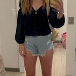 Kirious  Navy Blue Long Sleeve Keyhole Top Photo 0