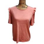 Nine West Womens Size L Ruffle Sleeves Tee Pink Blouse Photo 0
