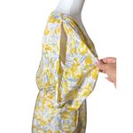 Maggy London Womens Size M Midi Dress Yellow White Floral Batwing Sleeve Pockets Photo 6