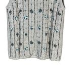 Woolrich  BIRCH Tan Zip Front Floral Pattern‎ Knit Sweater Vest Medium Photo 4