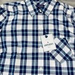 NWT UNTUCKit Size 0 Navy Blue White Plaid Women Long Sleeve Button Up Causal Photo 1