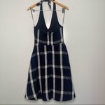 Eva Franco Anthropologie Anya Navy Plaid Linen Blend Halter Dress Size 2 Blue Photo 6