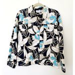 Alfred Dunner  Floral Blazer Buttons Cotton Blend Stretch Jacket -Light Stain 12 Photo 0