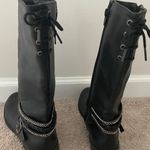 Black Long Chain Heeled Women’s Boots Size 6 Photo 2