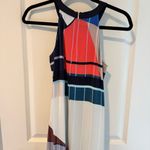 Ecru  Silk Maxi Dress Red & Blue Print With Shapes and Patterns | S Photo 8