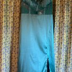 Hello Molly Green Satin And Lace Spaghetti Strap Maxi Dress Woman’s Size 6 Photo 0