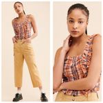 Anthropologie  Verb By Pallavi Singhee Ruffled Plaid Top Size XL Smocked Bohemian Photo 7