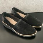 Clarks Collection by Sharon Dolly Black Suede Wedge Lug Soles Slip On Loafers 11 Photo 0