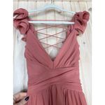Lulus NWT  Soiree Celebration Rusty Rose Ruffled Lace-Up Maxi Dress Bridesmaid S Photo 5