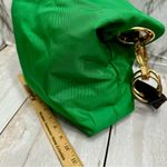 Vibrant Green Nylon Hobo Shoulder Bag Black Strap Gold Hardware Tote Bold Bright Photo 7