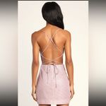 Lulus Earned Your Win Pink Metallic Lace-up Mini Dress - Size S Photo 2