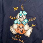 Hanes Vintage 80s Halloween Sweatshirt Teddy Bear Pumpkin Boo Black Sz L Handmade Photo 2