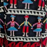 Lord & Taylor Cardigan Sweater Folkart Alpaca VTG PRICE FIRM Black Size M Photo 3