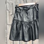 ZARA Women’s Black Faux Leather Ruffled Skirt In Size S Photo 7