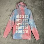 Sisters Shirt Womens Small Blue Pink Tie Dye Hoodie Sweatshirt Casual Athleisure Photo 2