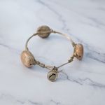 Statement Bracelet Gold Tone with Beige Accents Photo 8