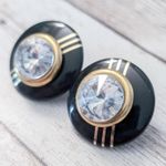 Vintage Stud Earrings For Pierced Ears Large Statement Retro Black Photo 3