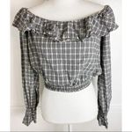 Tularosa • Black White Plaid Off Shoulder Blouse Photo 0