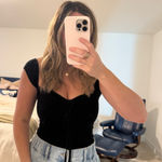 EXPRESS NWT Black Soft Contour Off the shoulder crop top Photo 0