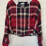 American Eagle AE Cozy Cabin Cropped Hoodie Flannel Sz L ✨ Photo 2