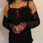 Sheer Mesh Flared Sleeve embroidered Bolero Size M Photo 3