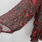 Cathy Daniels  Vintage Paisley Top Rhinestone Sparkle Red Multi Size 3X Plus Photo 3