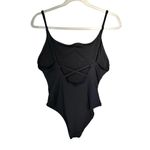 Aerie  Women’s Sz M Full Coverage One Piece Black Swimsuit Strappy Open Back Photo 4