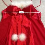 Luxurious Red Satin Chemise with Faux Fur Accents Size XL Photo 3