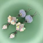 Pastel Ice Cream Cupcake Purple Fuzzy Dangle Earrings Pink Photo 0