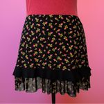 Betsey Johnson  Black & Pink Rosebud Mini Skirt Swimsuit Cover-Up Photo 1