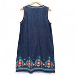 J.Jill Embroidered Sleeveless Floral Malibu Denim Knee Length Dress Medium Blue Photo 1