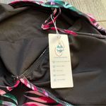 Beachsissi  NWT One Piece Swimsuit Size Large Black Pink Green Tropical Palm Photo 4