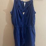 Francesca’s NWT small Blue Sleeveless Romper with Tassel Hem Photo 0